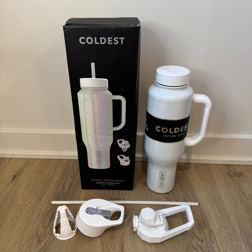 Coldest Limitless Series 46oz Bottle Cosmic Ice Glitter 3 Lids New in Box